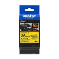 Brother TZe-FX661 (36mm x 8M)  黃底黑字 弧面/線纜專用標籤帶(已過膠/覆膜/護貝)