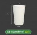 大20安士 (600ML)  白色紙杯 500個 / 箱