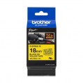 Brother TZE-FX641 (18mm) 黃底黑字 弧面/線纜專用標籤帶(已過膠/覆膜/護貝)