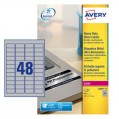 Avery Laser Label Heavy Duty 48x20mm 48 Per Sheet Silver (Pack of 960) L6009-20
