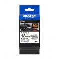 Brother TZE-FX241 (18mm) 白底黑字 弧面/線纜專用標籤帶(已過膠/覆膜/護貝)